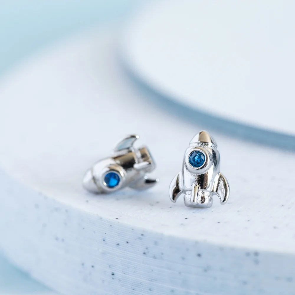 Silver Rocketship Studs (S925) - Only 2 left! - Picture 2 of 8